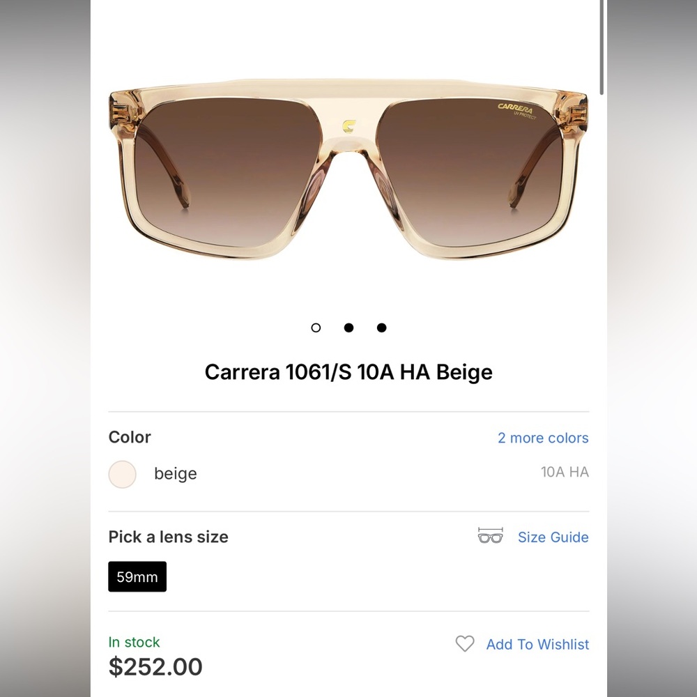 Carrera Sunglasses New with Box and Cleaning Cloth